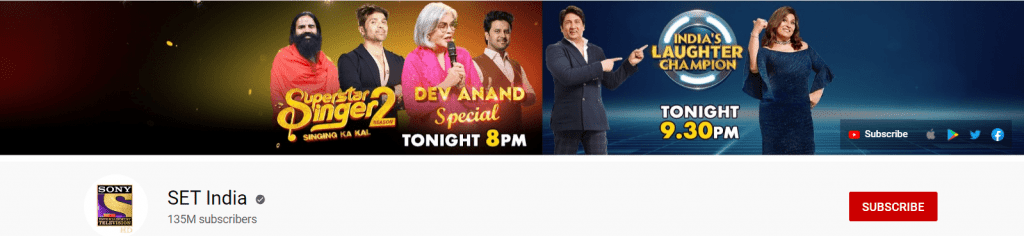 SET India SET India - Most Subscribed YouTube Channels